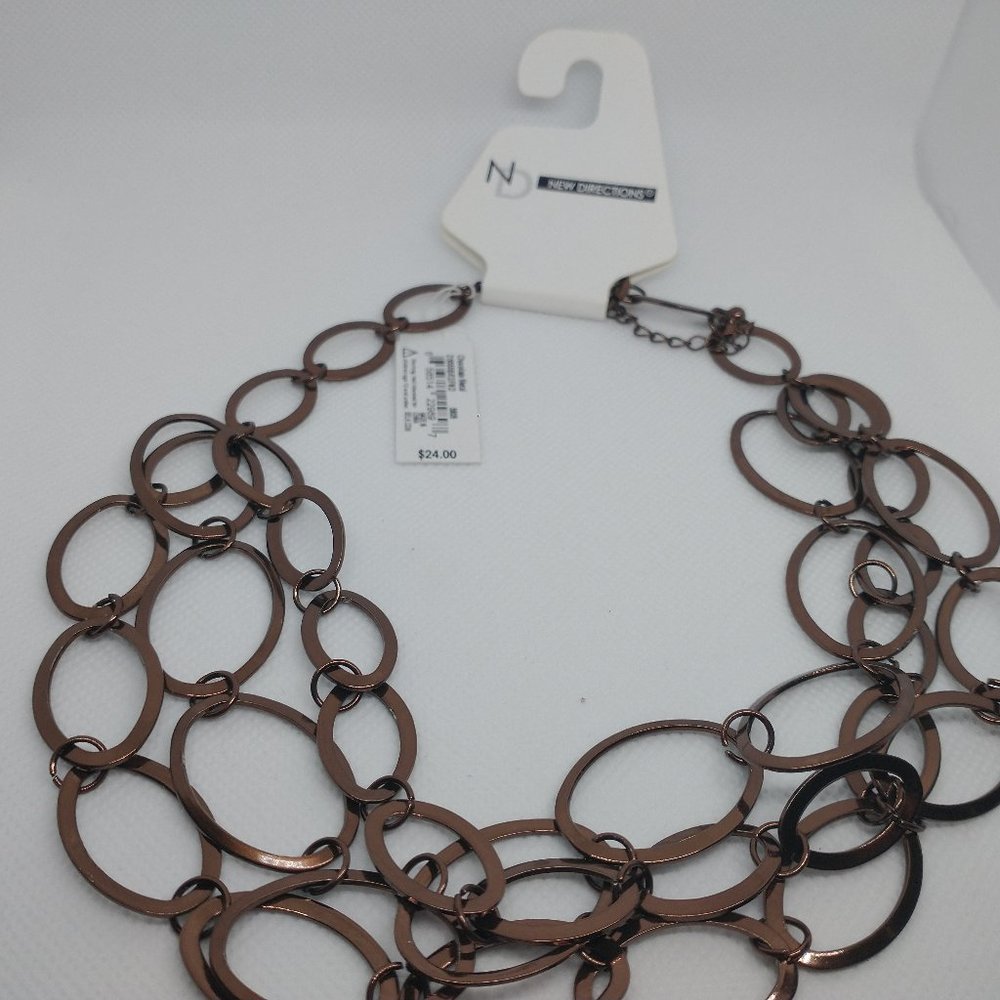New Directions Chocolate Metal Hoop Necklace